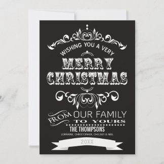 Festiva Vintage Navidades de Chalkboard Tarjeta de saludo-