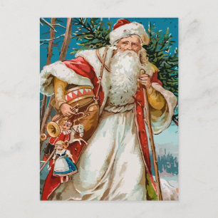 Festiva Vintage Santa Claus con postal de juguetes