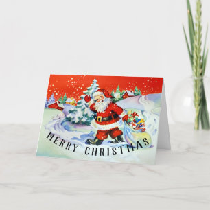 Festiva Vintage Santa Claus Navidades tarjeta de saludo
