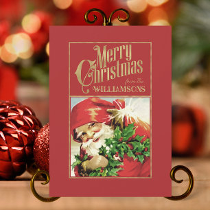 Festiva Vintage Santa Claus Retro Tarjeta de Navidades