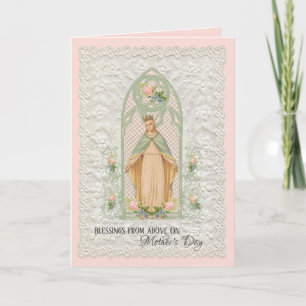 Festiva Vintage Tarjeta de Día de la Madre Virgin Mary rel