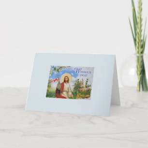 Festiva Vintage Tarjeta de felicitación religiosa polaca d