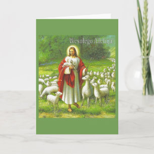 Festiva Vintage Tarjeta de felicitación religiosa polaca d