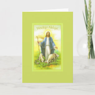 Festiva Vintage Tarjeta de felicitación religiosa polaca d