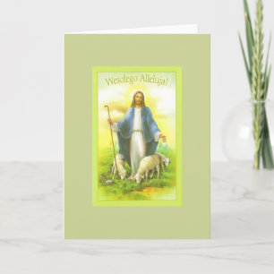 Festiva Vintage Tarjeta de felicitación religiosa polaca d