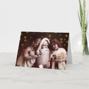 Festiva Vintage tarjeta de ocho de vino Papá Noel