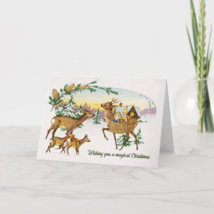 Festiva Vintage tarjeta de reno navideño para Navidades vi