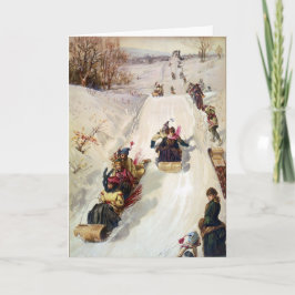 Festiva Vintage Tobogganing del KRW tarjeta de 1886 días