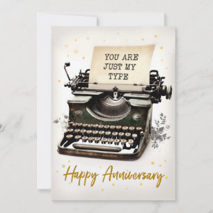 Festiva Vintage Typewriter Love - Tarjeta de Aniversario F