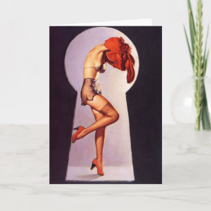 Festiva Vistazo a la tarjeta de felicitación Chica Pin-Up