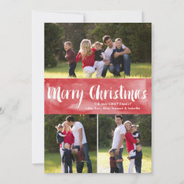 Festiva Watercolor Merry Christmas | Tarjeta fotográfica d