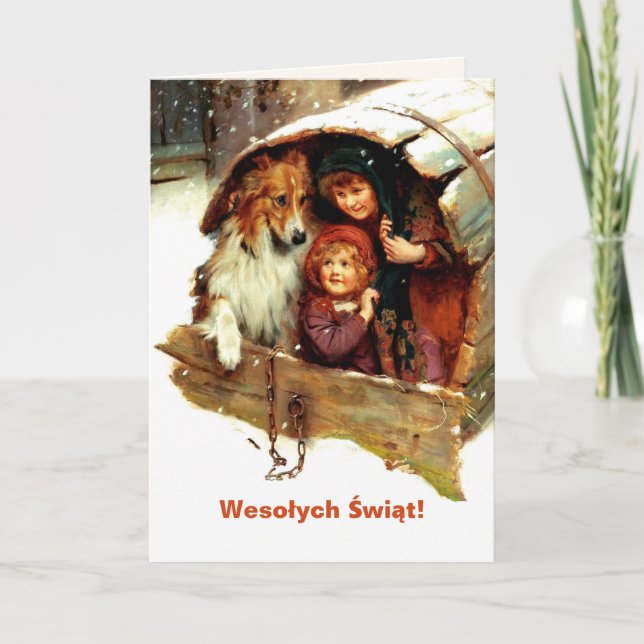 Festiva Wesołych Świąt. Tarjeta de navidades en polaco (Anverso)