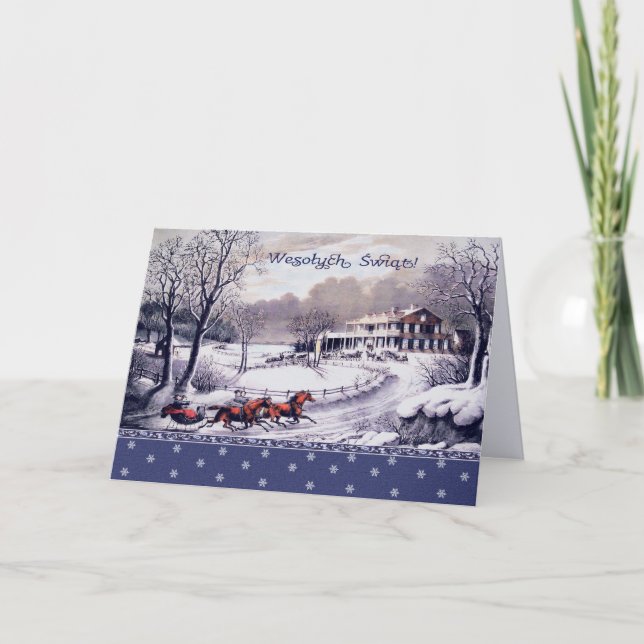 Festiva Wesołych Świąt. Tarjeta de navidades en polaco (Anverso)
