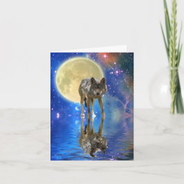 Festiva WILDERNESS WOLF poema en una tarjeta de felicitaci