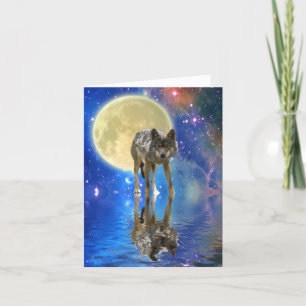 Festiva WILDERNESS WOLF poema en una tarjeta de felicitaci