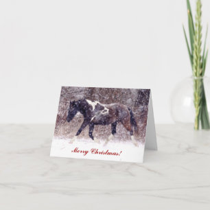 Festiva Winter Blizzard Navidades de caballos Tarjeta de f