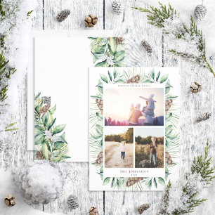 Festiva Winter Fir Cone Greenery 3 Tarjeta de vacaciones f