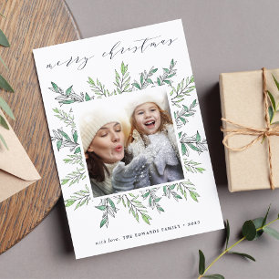 Festiva Winter Sage Tarjeta fotográfica navideña Merry