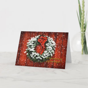 Festiva Wreath de Navidades Snowy - tarjeta de felicitacio