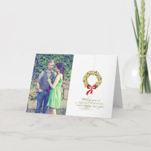 Festiva Wreath monogramada - Tarjeta fotográfica de vacaci