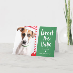 Festiva Wreck The Halls Mascota de color Editable Tarjeta