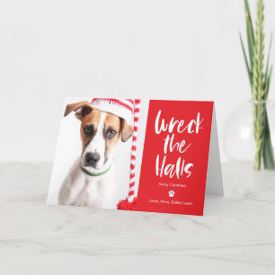 Festiva Wreck The Halls Mascota de color Editable Tarjeta