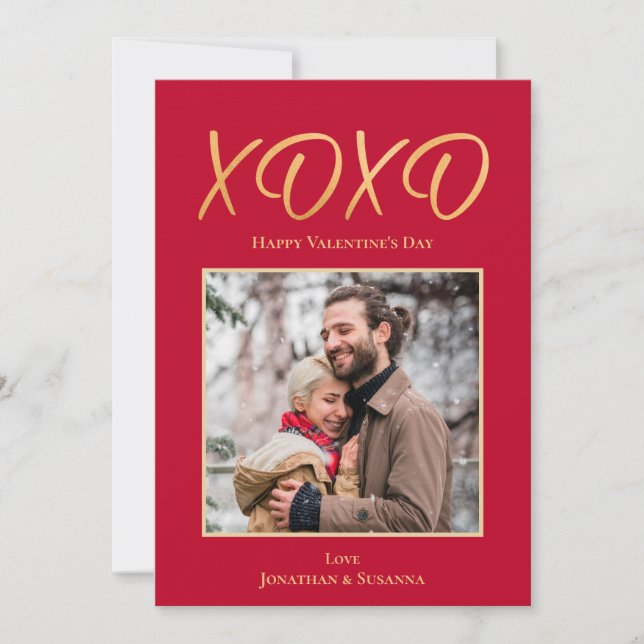 Festiva XOXO feliz tarjeta de vacaciones de San Valentín (Anverso)