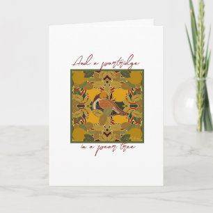 Festiva Y una perdiz en una tarjeta de Navidades de árbol