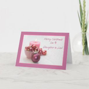 Festiva yerno e hija tarjeta navideña Feliz