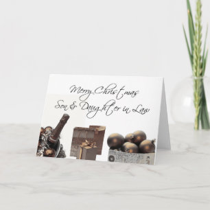 Festiva yerno e hija tarjeta navideña Feliz