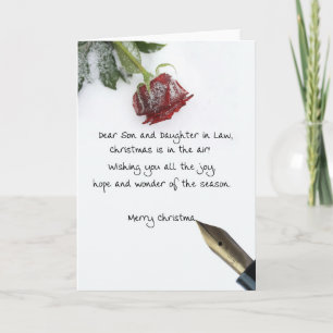 Festiva yerno e hija tarjeta navideña Feliz