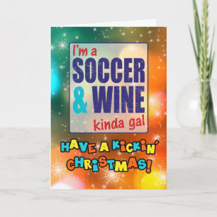 Festiva Yo soy la tarjeta de Navidades de fútbol y de vino