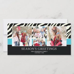 FESTIVA ZEBRA GREETINGS   TARJETA DE FOTOGRAFÍA DE VACACIO