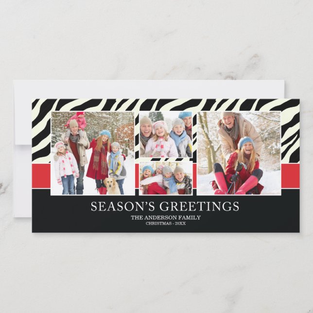 FESTIVA ZEBRA GREETINGS | TARJETA DE FOTOGRAFÍA DE VACACIO (Anverso)