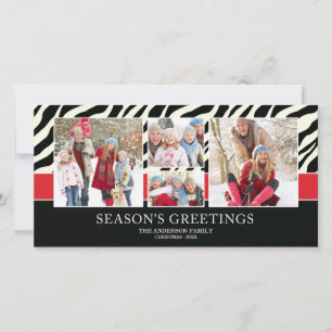 FESTIVA ZEBRA GREETINGS TARJETA DE FOTOGRAFÍA DE VACACIO