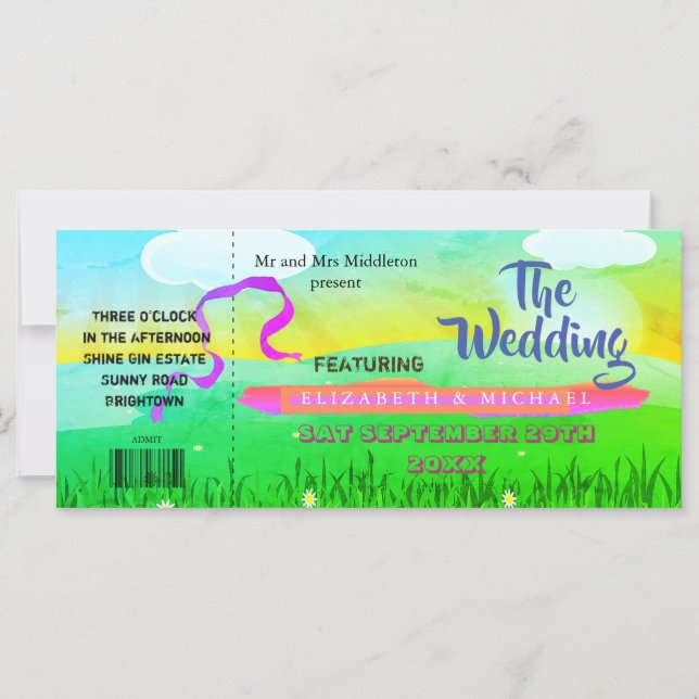Festival Brillante Moderno Invitación a la Boda de (Anverso)