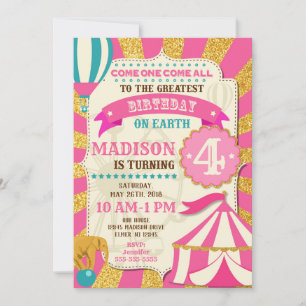 Festival de invitaciones de cumpleaños Pink Gold