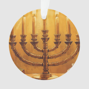 Festival de las Luces Menorah de Hanukkah Adorno