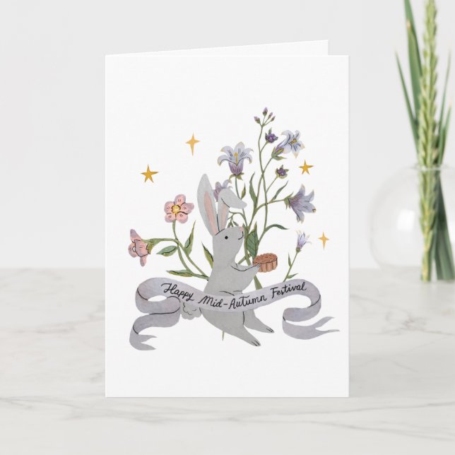 Festival Happy Mid Otoño | Tarjeta de torta lunar (Anverso)