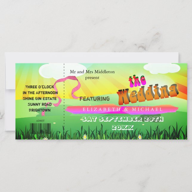 Festival Rústico Invitación a la boda moderna (Anverso)