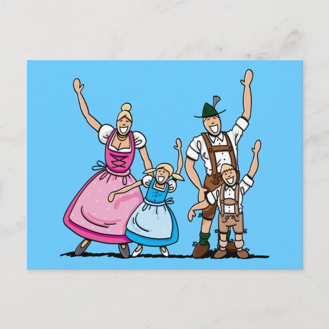 FESTIVALFamily de cerveza bávara de postales ondea (Anverso)