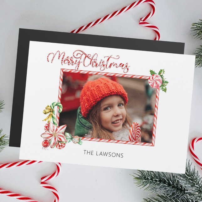 Festive Candy Cane Merry Christmas One Photo (Subido por el creador)