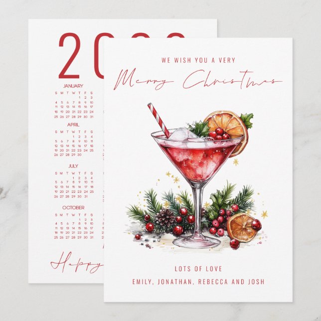 Festive Cocktail 2026 Calendario Feliz Navidad (Anverso / Reverso)