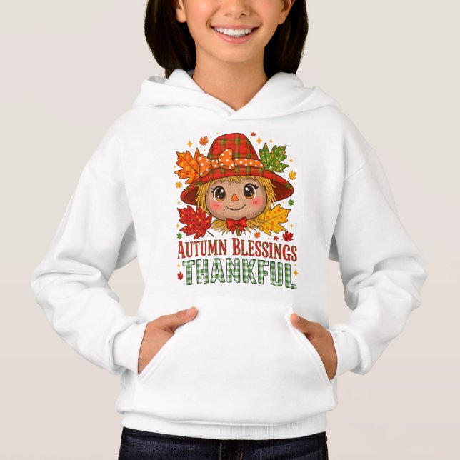 Festive Fall Scarecrow Sweatshirt – Autumn Leaves  (Anverso)