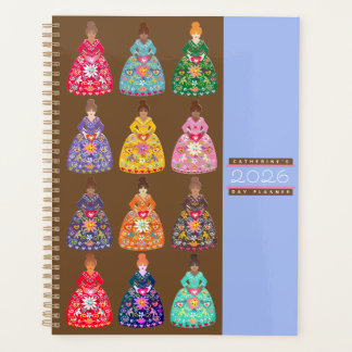 Festive Folk Art Ladies Agenda Coffee Brown 2026