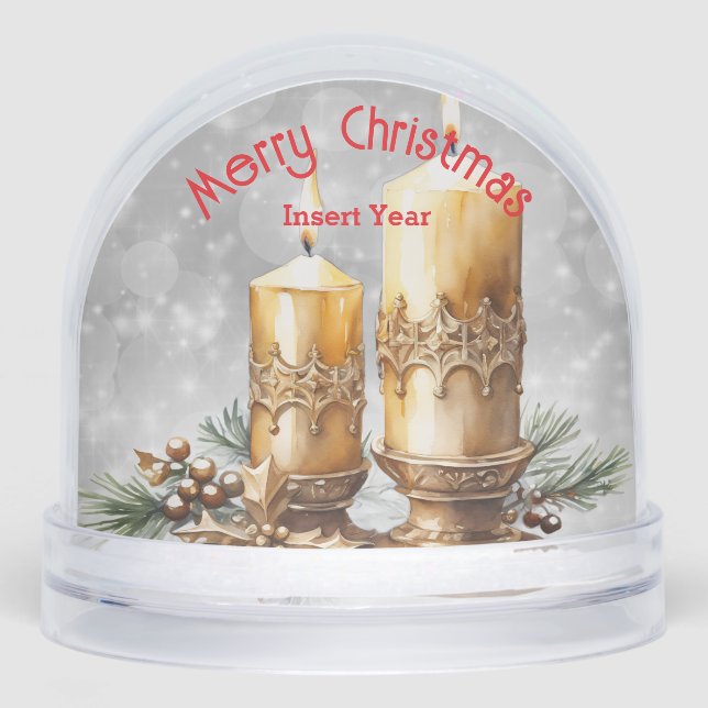 Festive Golden Merry Christmas Candles Keepsake  (Anverso)