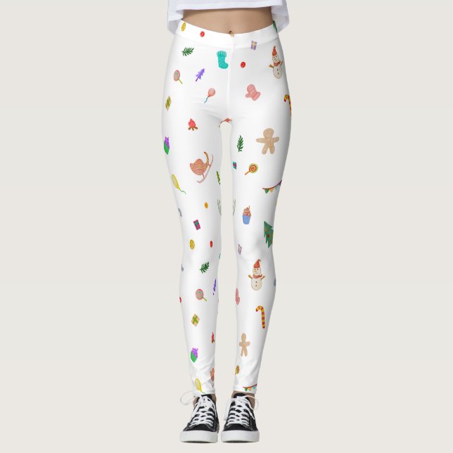 Festive Holiday Christmas Leggings Pants for Women (Anverso)