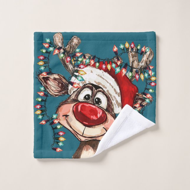 Festive Reindeer Christmas Shower Curtain (Toallita)