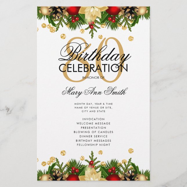 Festividad 80º Programa de Fiesta de Cumpleaños Or (Frente)