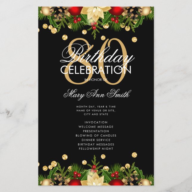 Festividad 80º Programa de Fiesta de Cumpleaños Or (Anverso)